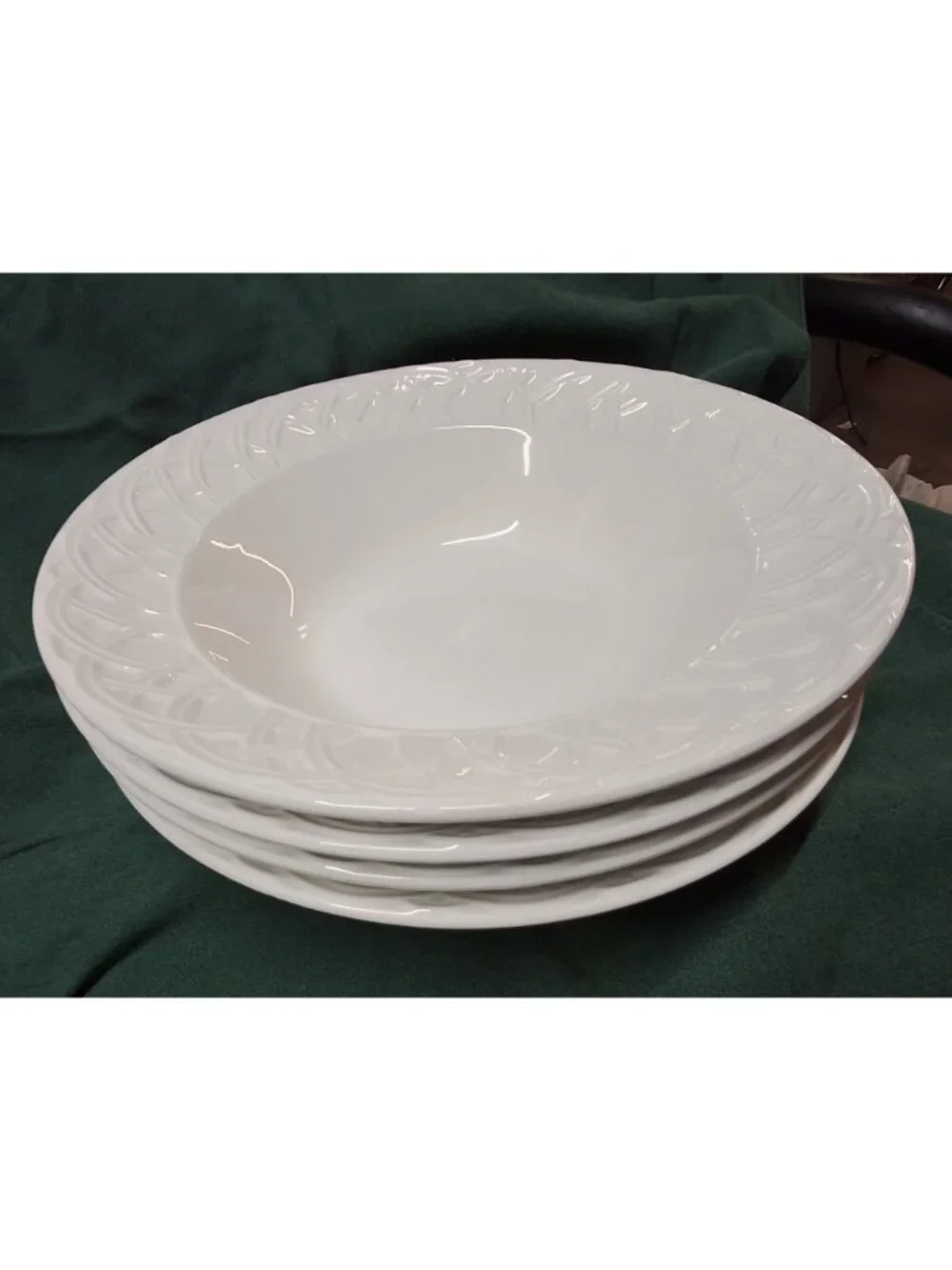 Pier 1 White Basket Relief Soup Stoneware Pasta Bowls Made In Italy Set Of 4